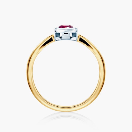 Pierścionek zaręczynowy SAVICKI: dwukolorowe złoto, rubin